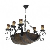 Distribuidor - Lâmpadas Diversas | Lâmpadas Rústicas | LAMPARA 6XE27 BARRIL NEGRO/MARRON REGX47X40 CM Ref: 1.508/6